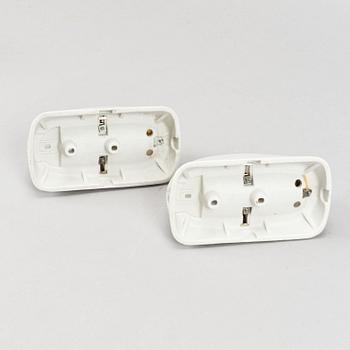 Wilhelm Wagenfeld, a set of three glass and ceramic bathroom lights, Lindner Keramik, Bamberg.