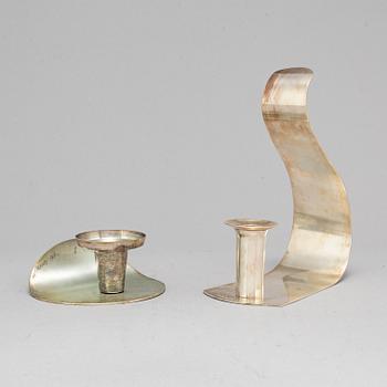 ELON ARENHILL, two silver candlesticks, Malmö 1991 & 2003.