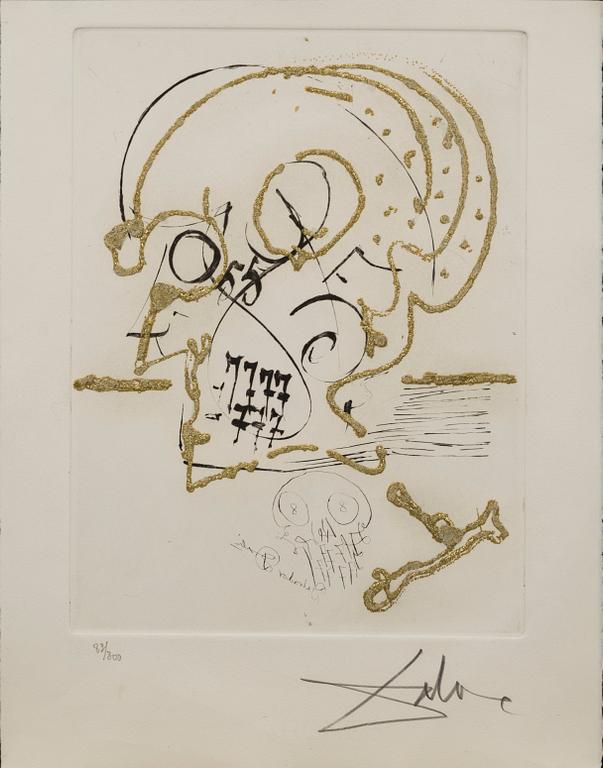 SALVADOR DALÍ, 10 engravings with gold paint, "Les Amours Jaunes", signed and numbered 83/300.