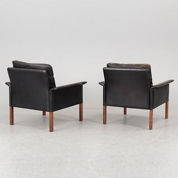 A Hans Olsen mid 20th century Danish Modern sofa, pair of lounge chairs and coffee table for CS-Möbler, Denmark.