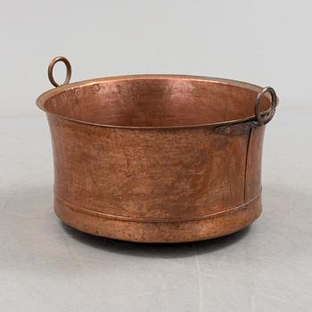 S Swedish 19th century copper pot firewood tub.