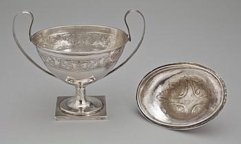 SOCKERSKÅL, silver, sengustaviansk, Stephan Westerstråhle, Stockholm 1809 Totalvikt ca 399 g.