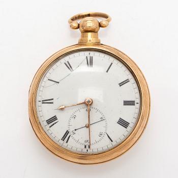 Pocket watch, 52 mm, 18K gold, John Moncas, Liverpool, first half of the 19th century.