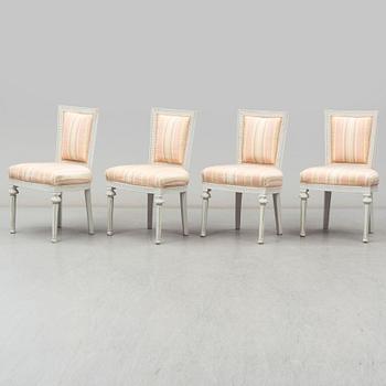 A set of four Gustavian chairs, ca 1800.