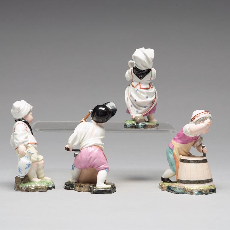 A group of four porcelain figures, Höchst marked.