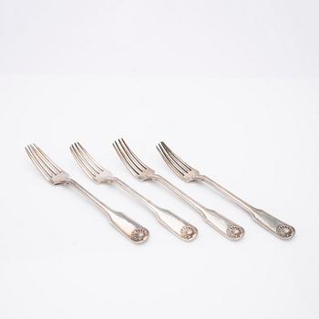 Gustaf Möllenborg, Cutlery, 6 + 6, silver, Stockholm 1836.