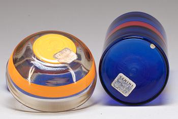 SKÅLAR OCH VAS, 3 delar. Glas. Venini.