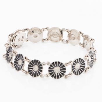 GEORG JENSEN bracelet silver and black enamel, 'Daisy.