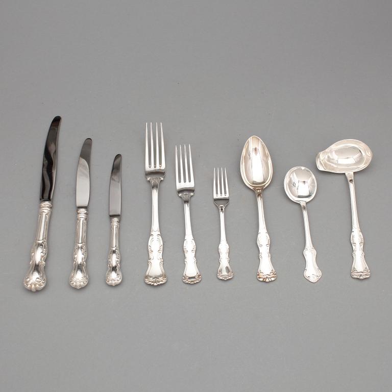 BESTICKSERVIS, 109 delar, silver modell Prins Albert CG Hallberg, Stockholm 1900-tal. Totalvikt ca 6200gr.