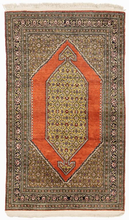 A rug, silk Qum, ca 174 x 104 cm.