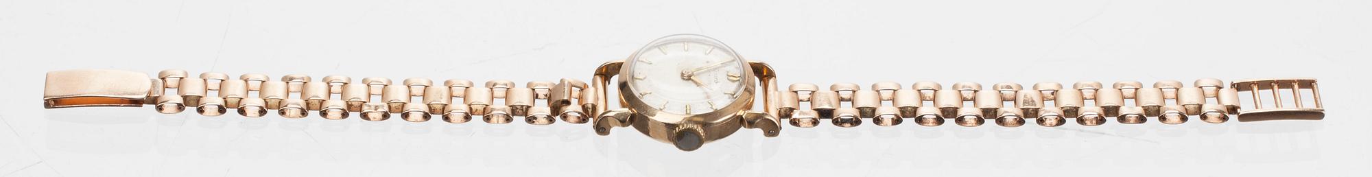 ARMBANDSUR, dam, 14K guld, Girard Perregaux, guldarmband. Finska stämplar i armbandet 1955. Vikt 20,6 g.