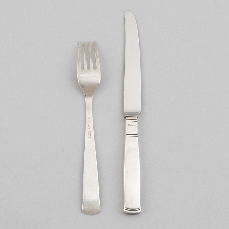 Jacob Ängman, a silver sandwich cutlery, "Rosenholm", GAB, Stockholm and Eskilstuna, some 1986 (18 pieces).