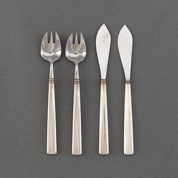 Claës E. Giertta, twelve pieces of silver cutlery, 'Paris', Mema, Lidköping, 1958.