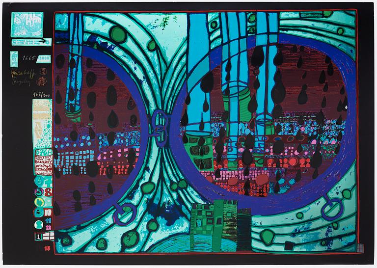 Friedensreich Hundertwasser, "Look at it on a rainy day (The Regentag portfolio)".