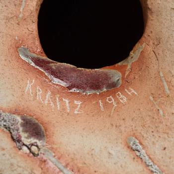 Ulla & Gustav Kraitz, a glazed stoneware sculpture of an apple, Fogdarp, Förslöv, Sweden 1984.