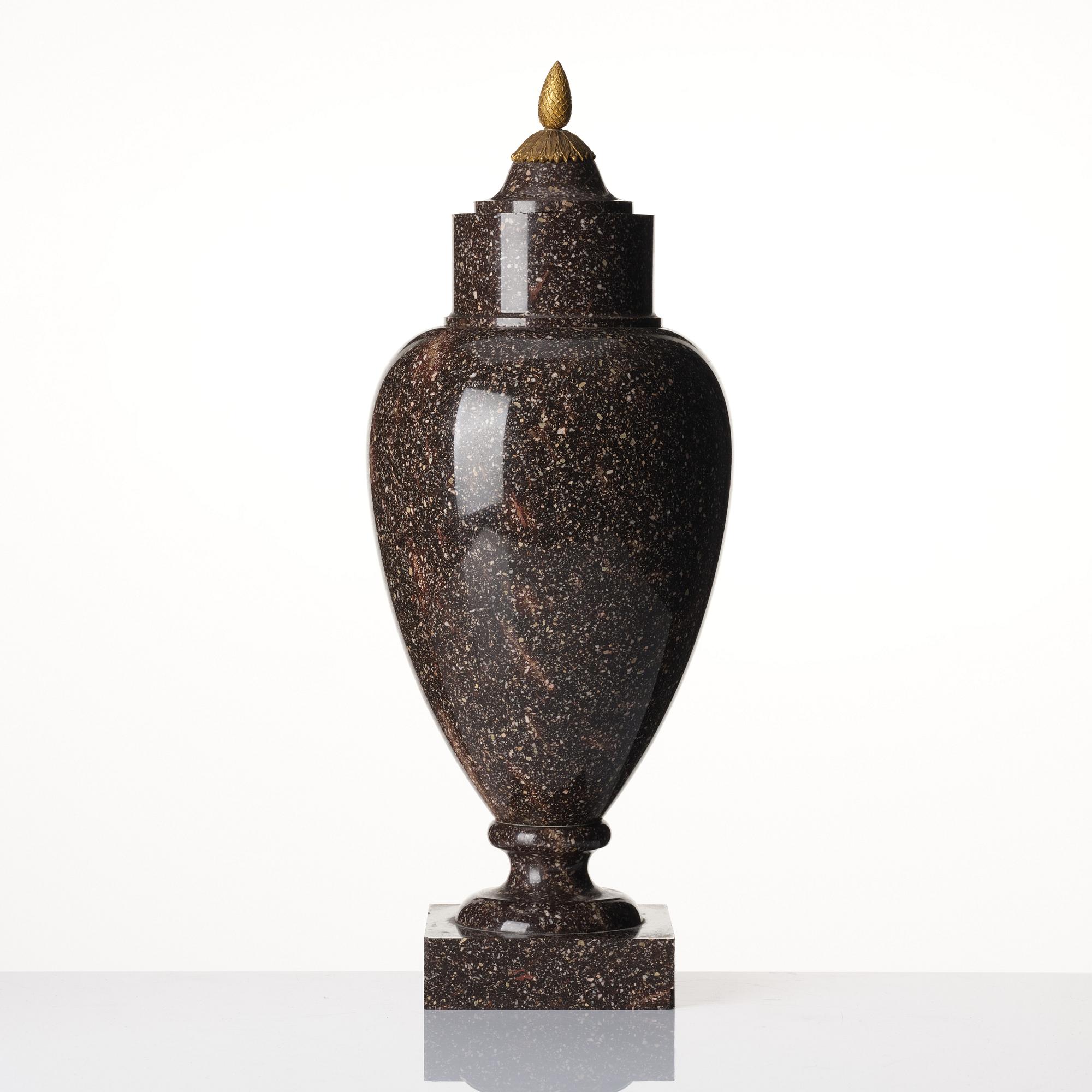 A Swedish early 19th century 'Blyberg' porphyry urn.