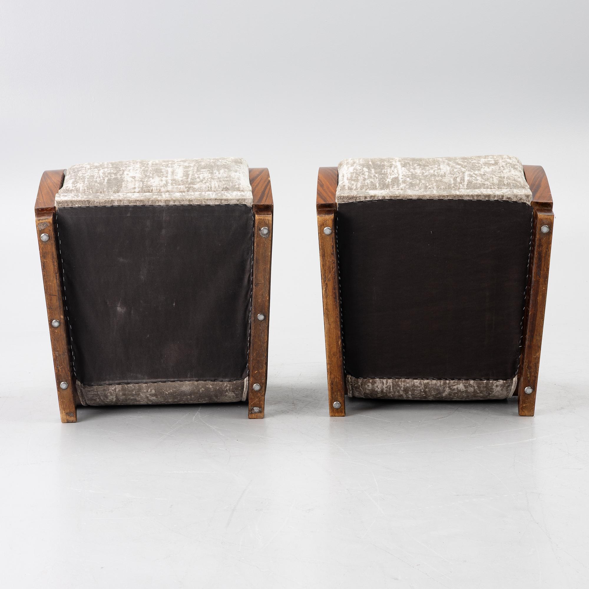 A pair of armchairs, 1930s-40s.