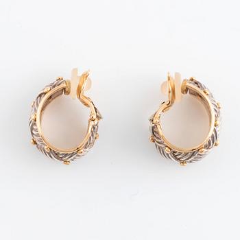 A pair of Hermès 18K gold and platinum earrings, design Georges L´Enfant.