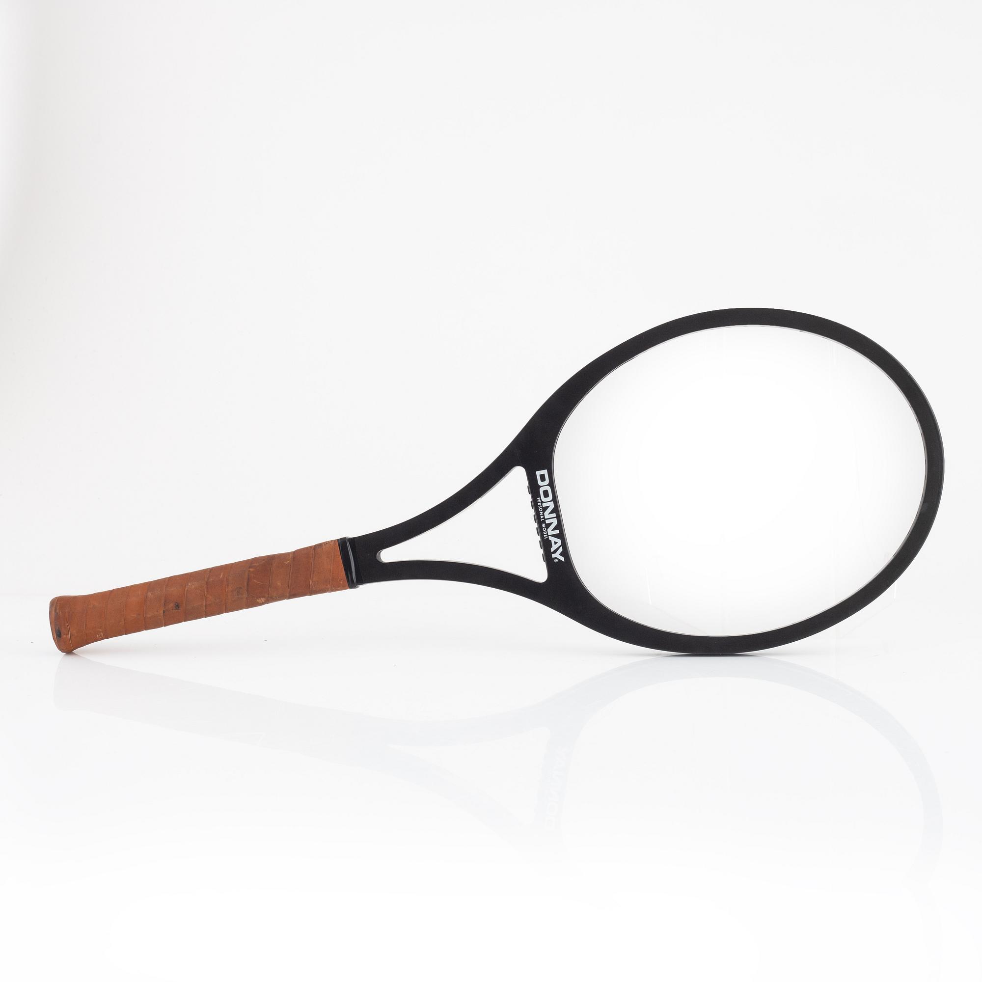 Tennis racket, Signed by Björn Borg. Donnay, specially customized oversized mid 15 wood racket..