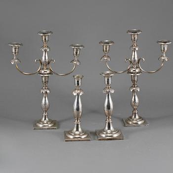LJUSSTAKAR/KANDELABRAR, 2+2 st, silver, Karol Filip Malcz (1797 - 1867), Warszawa, 1800-tal, vikt ca 2010 g.