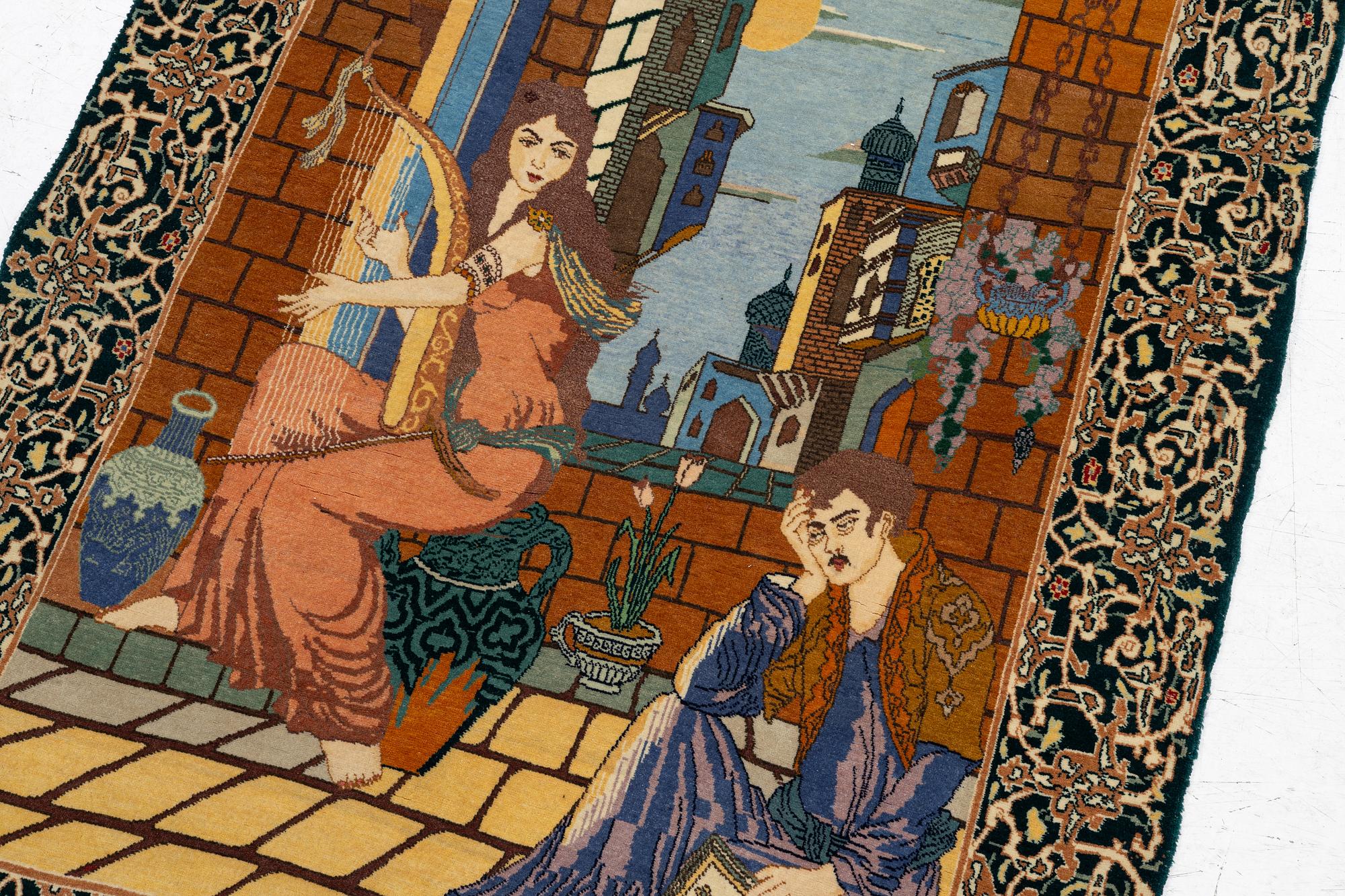 Matta, Täbris, figural, ca 152 x 100 cm.