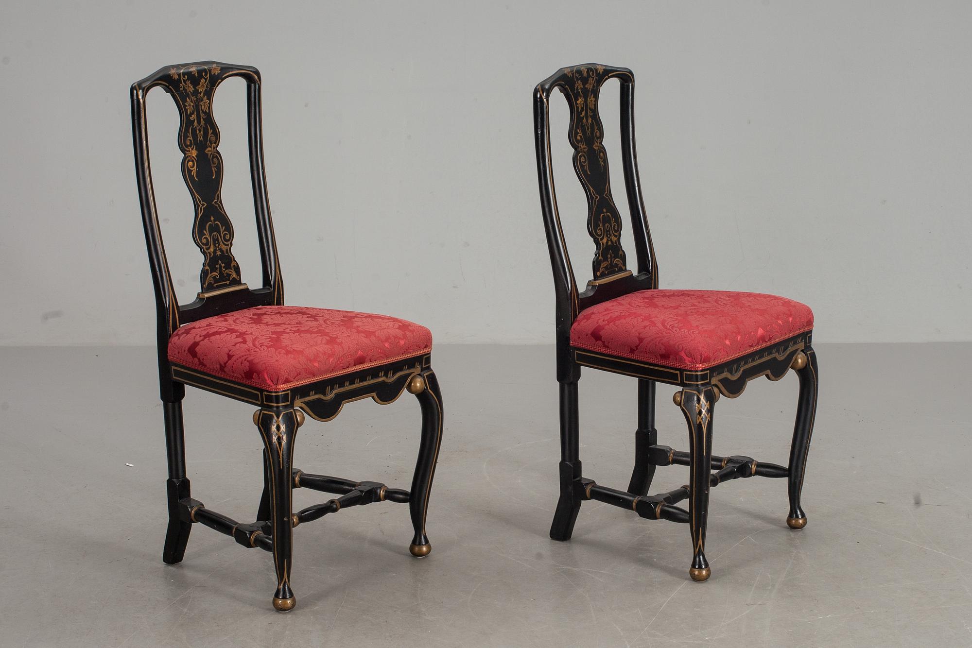STOLAR, ett par barockstil, 1800-tal.