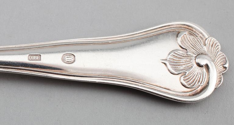 SERVERINGSBESTICK, 7 delar, silver, Cohr, Danmark. Total vikt med stål ca 240 gram.