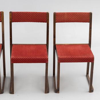 Sven Markelius, Chairs, 4 pcs, so-called "Orchestra Chairs", mid-20th century.