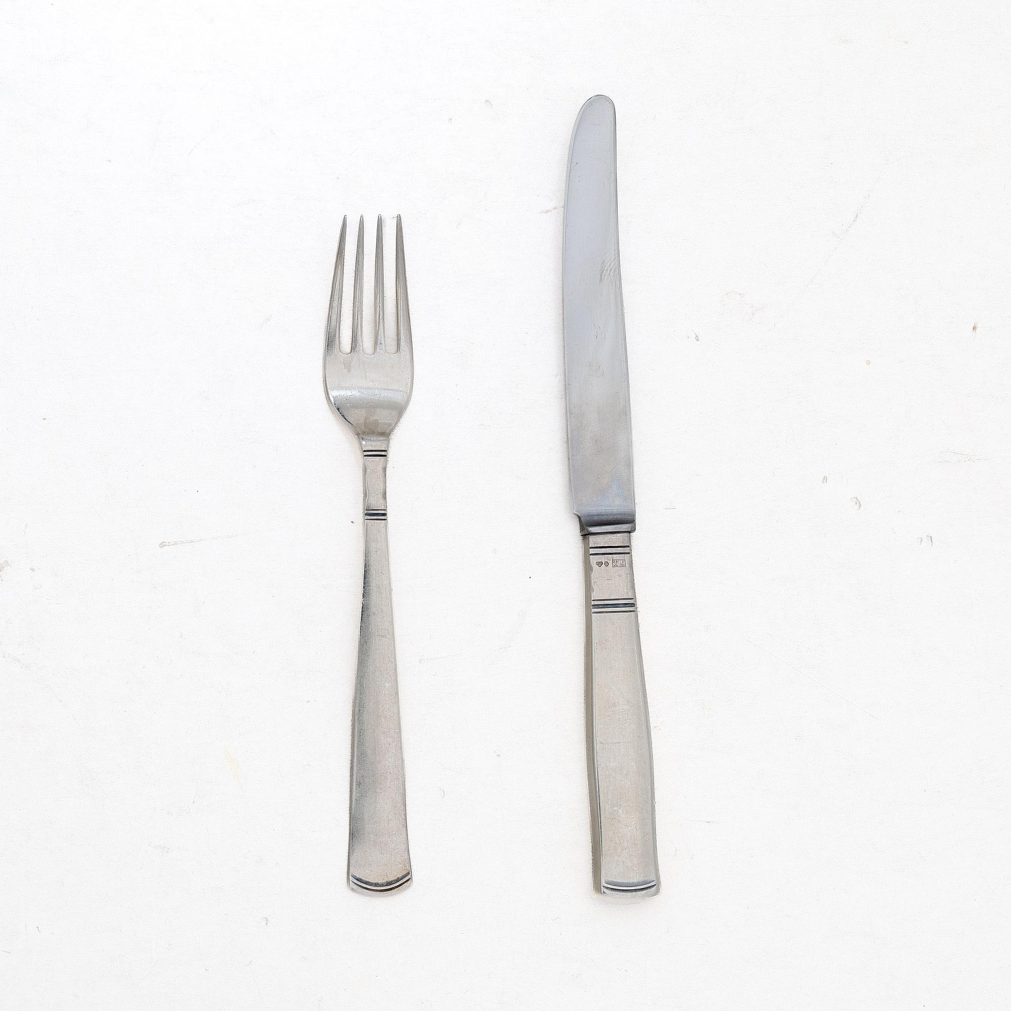 Jacob Ängman, Cutlery set, 37 pieces, silver, “Rosenholm”, GAB, including Eskilstuna 1969.