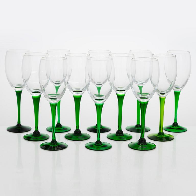 Saara Hopea, a set of 12 'Traviata' wine glasses, Nuutajärvi Notsjö.