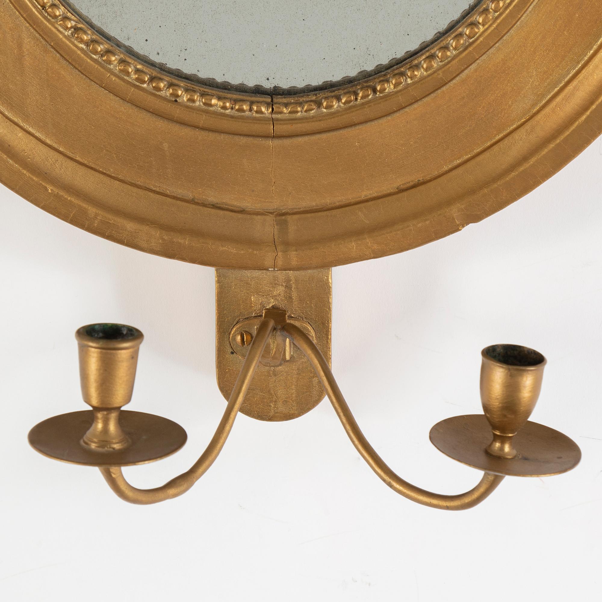 Spegellampett, för två ljus, gustaviansk stil, 1800-tal.