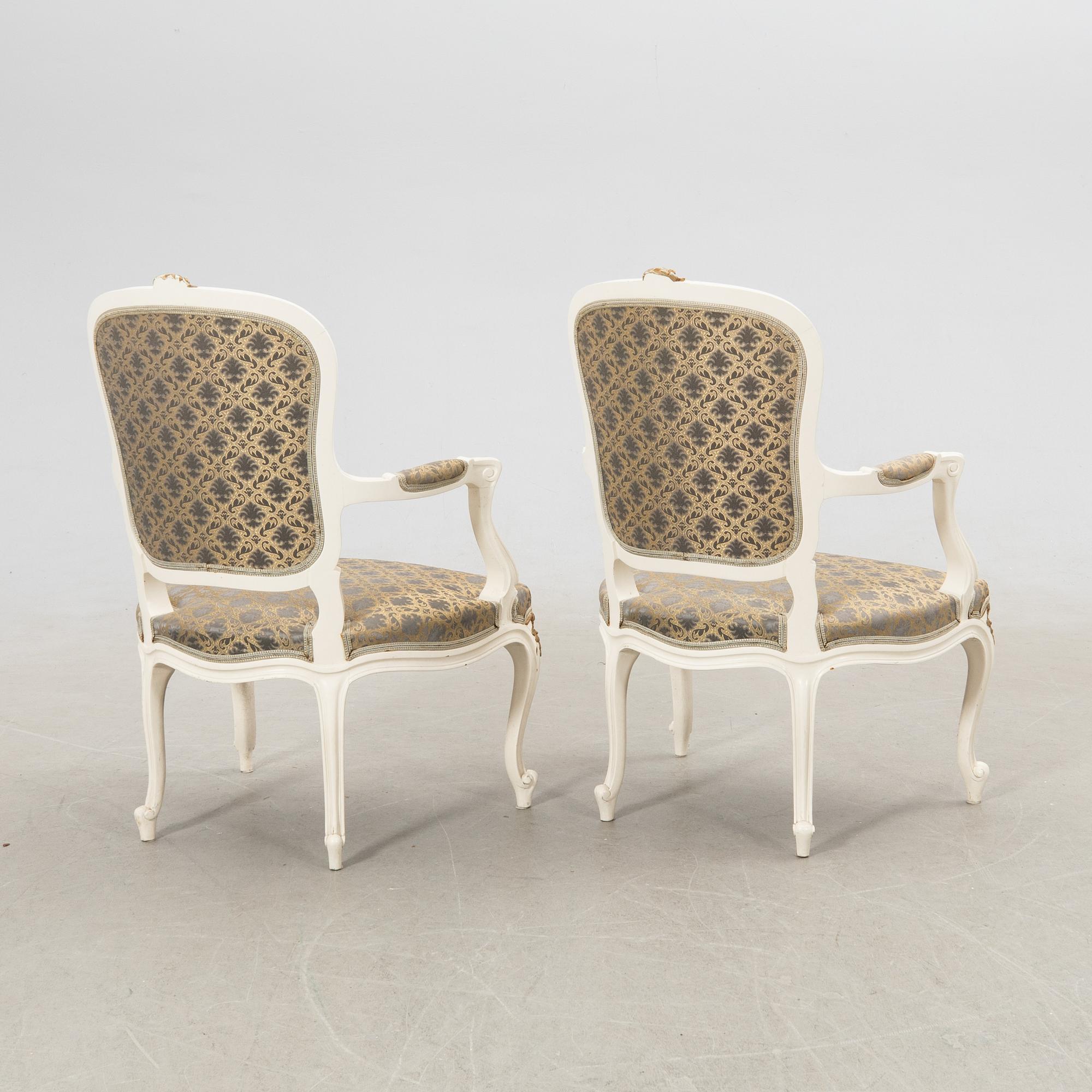 Karmstolar ett par Rokoko-stil 1900-talets andra hälft.