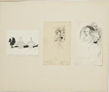 Carl Larsson, 6 drawings, signed C.L, Indian ink and hightening white mounted on cardboard.