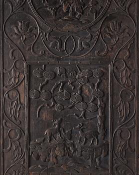 A set of three Chinsese hardwood panels, Qing dynasty.