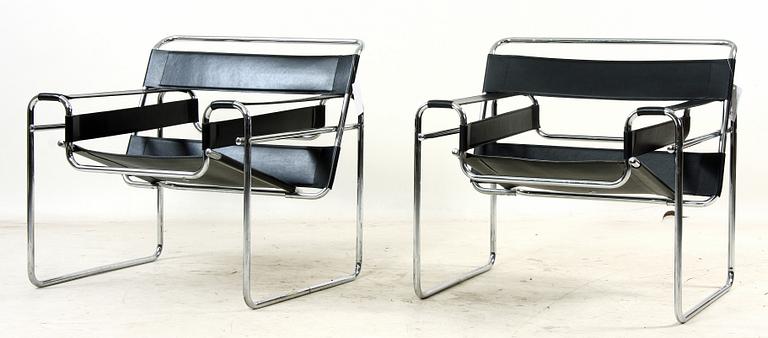 FÅTÖLJER, ett par, efter Marcel Breuer, "Wassily chair".