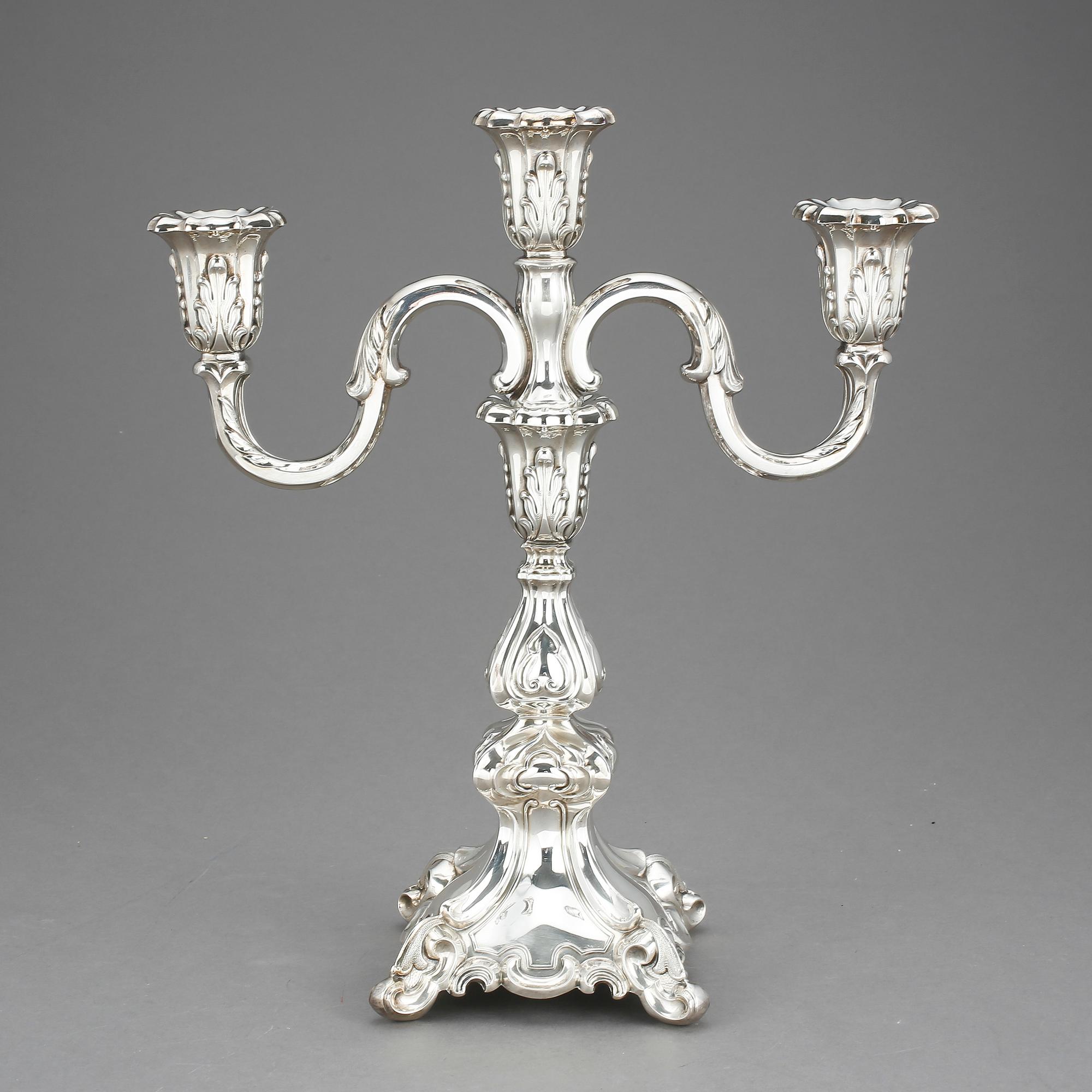 KANDELABER, silver, Åbo, Finland, rokokostil, 1965.