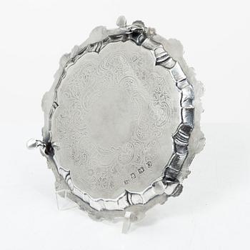 An English silver salver, mark of  Ebenezer Coker, London 1769.