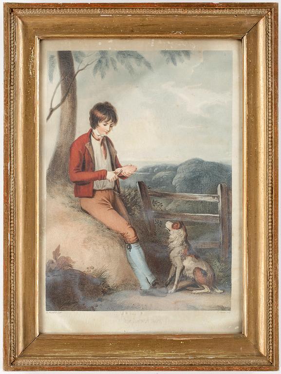 FÄRGGRAVYRER, 2 st, Richard Westall efter Thomas Gaugain, publicerade av Clay and Scriven, London 1801.