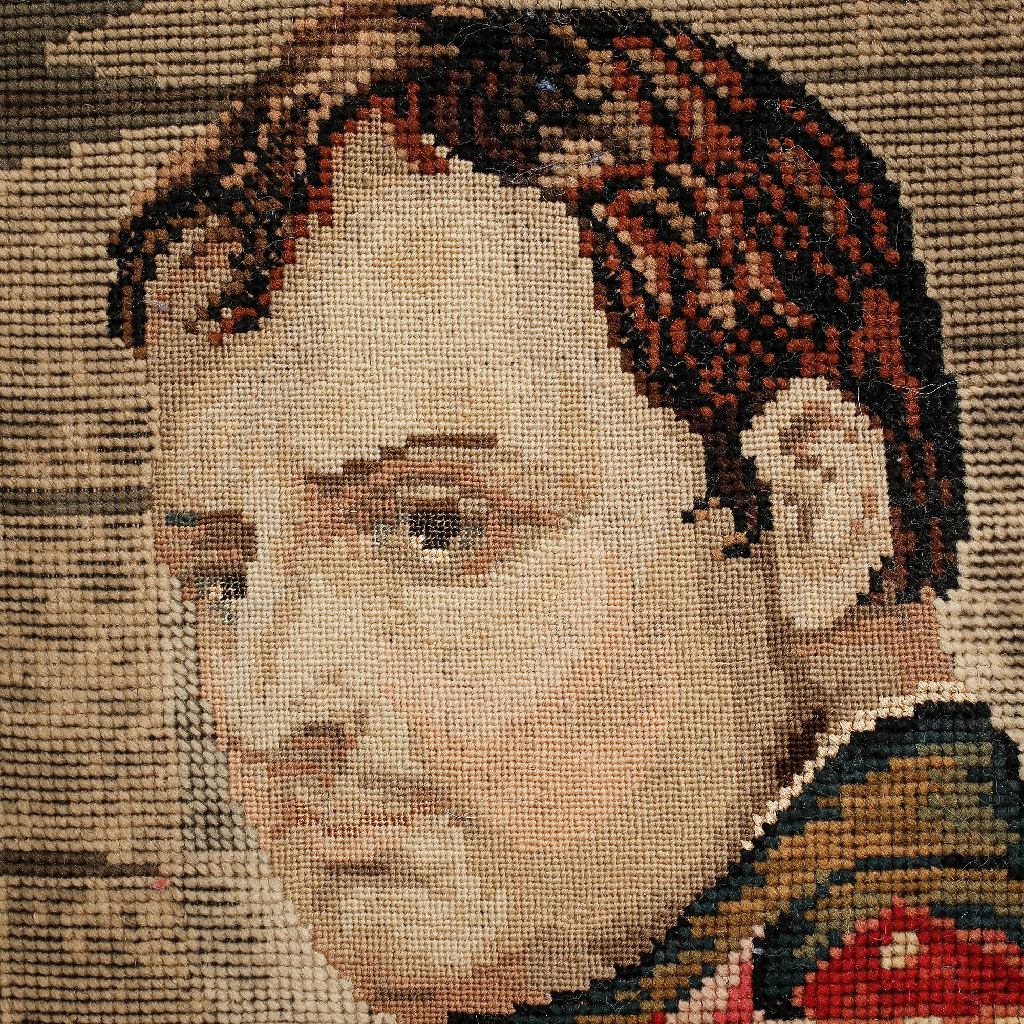 ELDSKÄRM, broderi, 1800-talets andra hälft.
