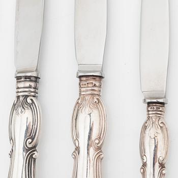 Bestickuppsättning, 48 delar, silver, modell "Olga", bl a CG Hallberg, Stockholm 1959.