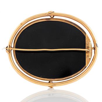 Mikromosaik brosch 18K guld.