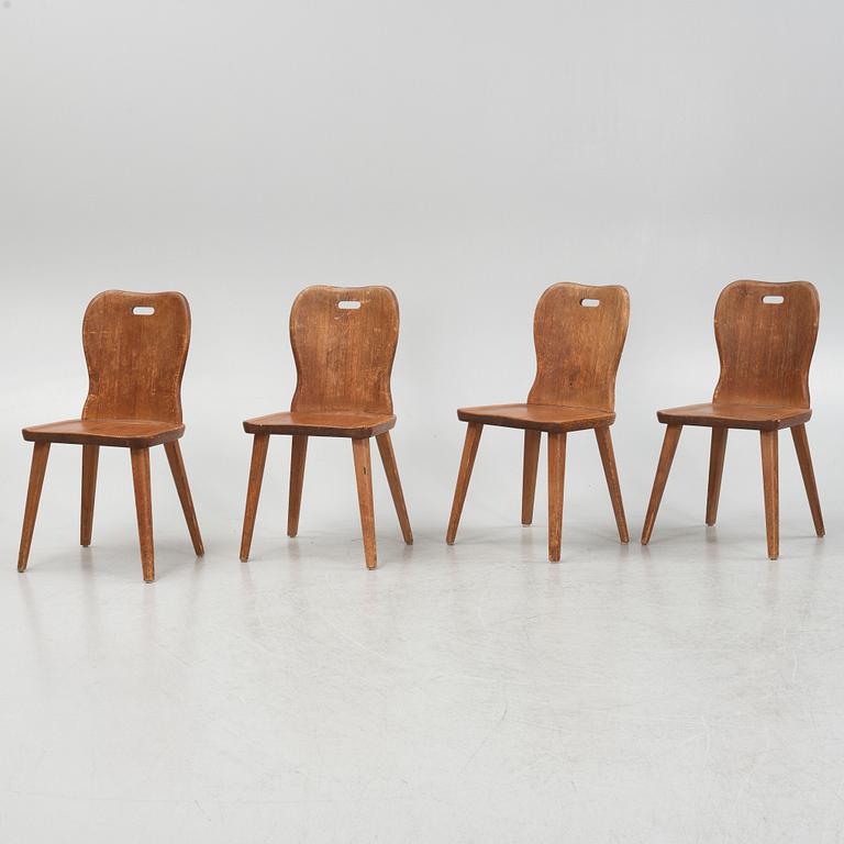 A set of four chairs, 1940's.
