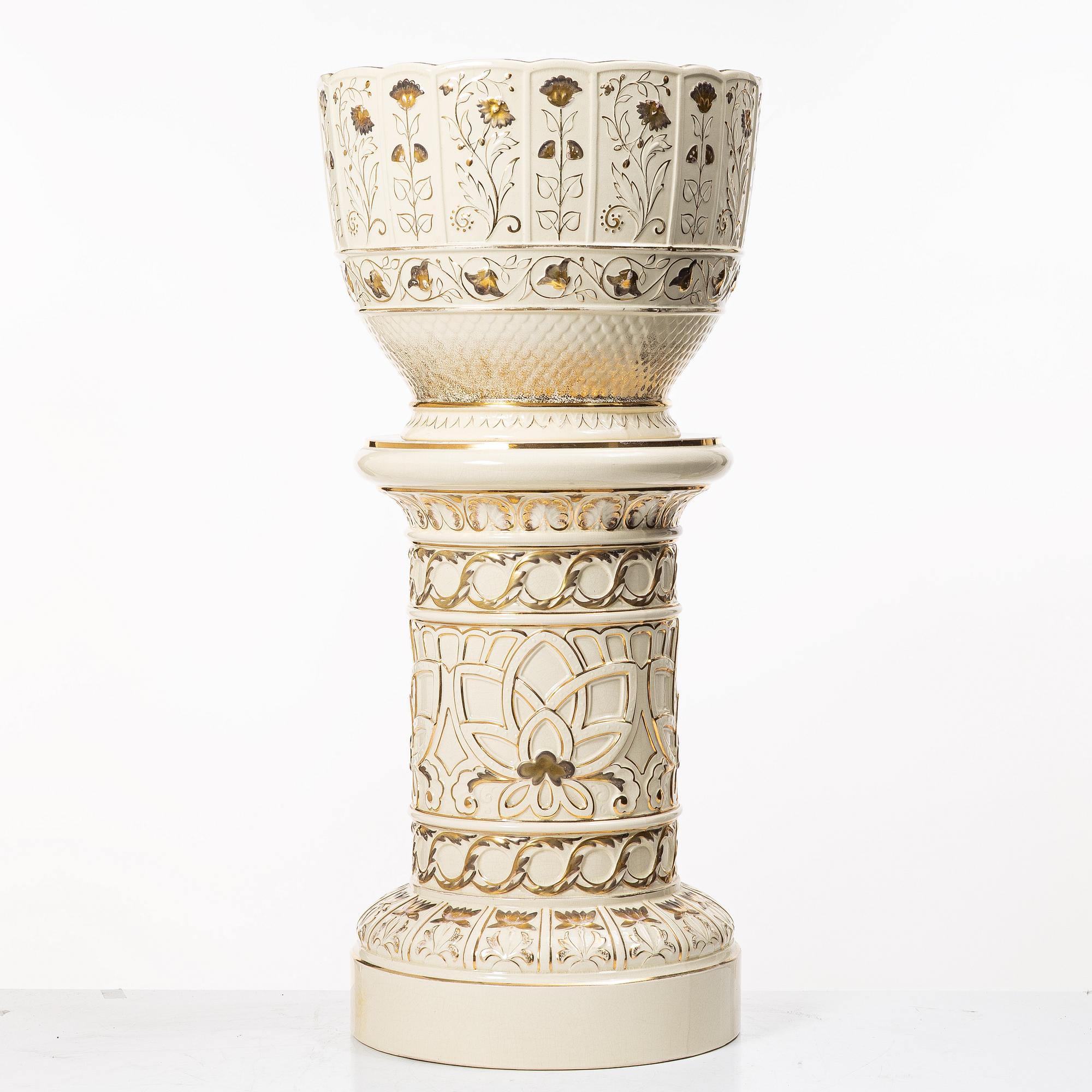 Pot on pedestal, Jugend, Rörstrand, early 20th century.