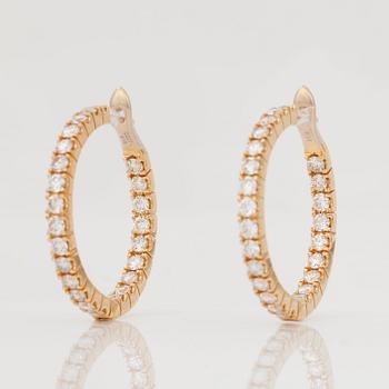 A pair of diamond earrings, 2.27 cts according to engraving.