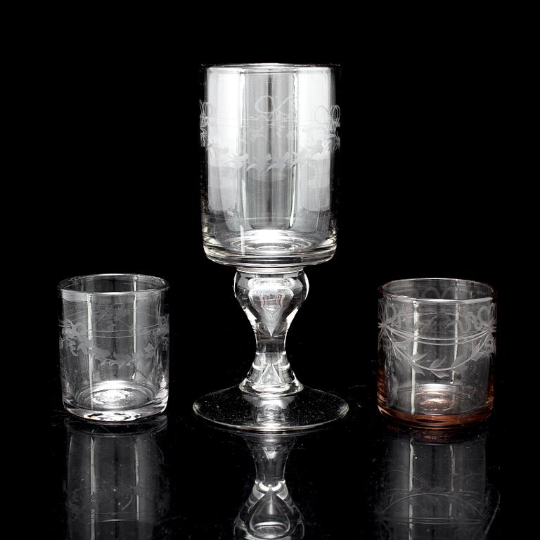 GLAS, 14 st, "Antik", Reijmyre Glasbruk.
