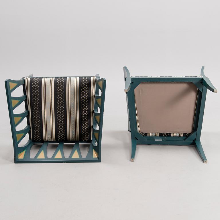 A pair of "Blue Suite" armchairs by Eliel Saarinen, Adelta, Finland 1983.