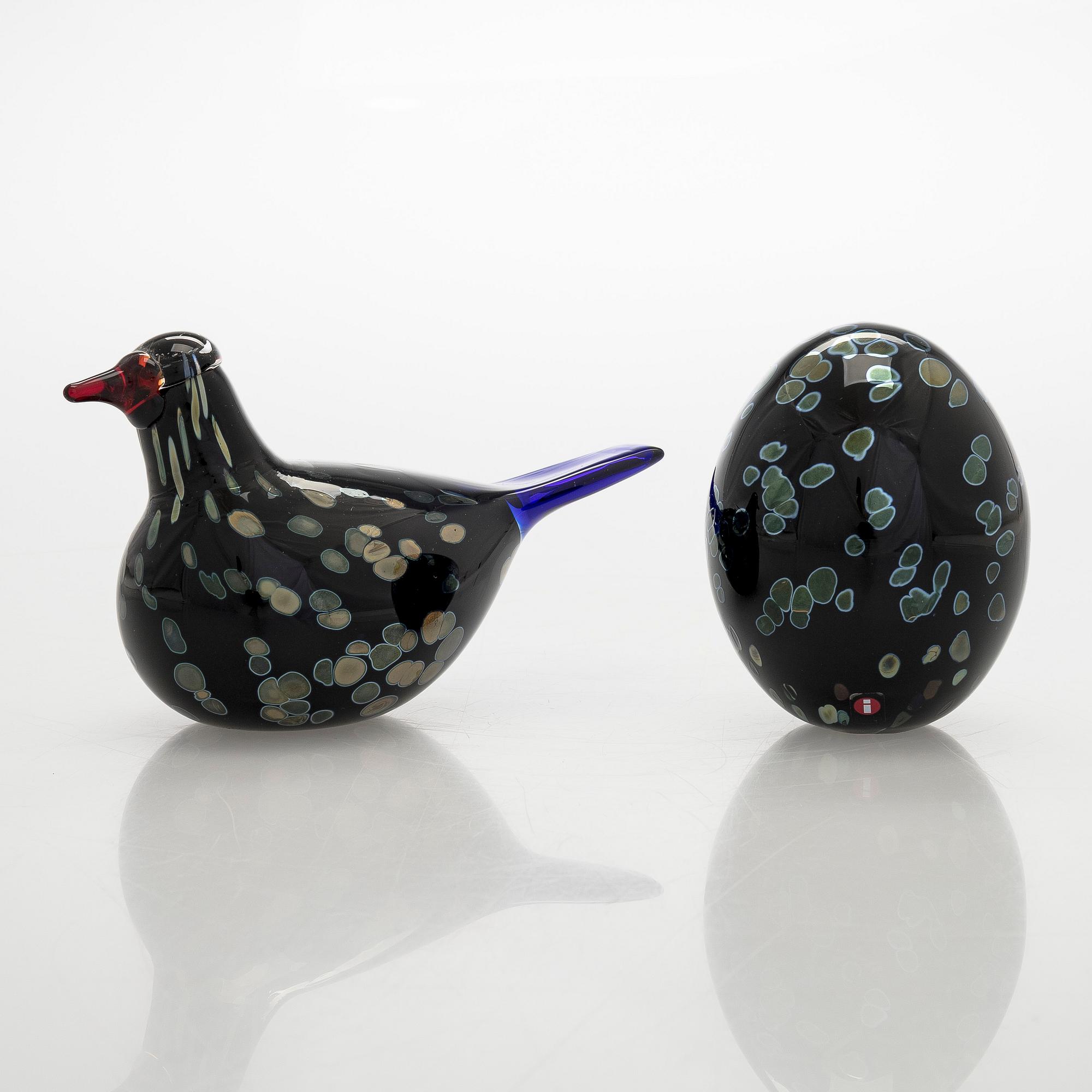 Oiva Toikka, An annual glas bird, "Wildwood cuckoo" and egg, signed O. Toikka Nuutajärvi 2003.