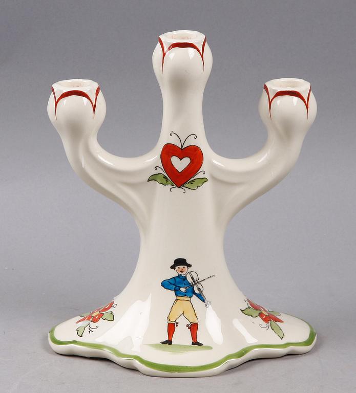 KANDELABER, flintgods, "Daldansen" Rörstrand. 1900-talets början.