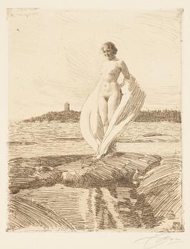 Anders Zorn, etching, 1915, signed in pencil.