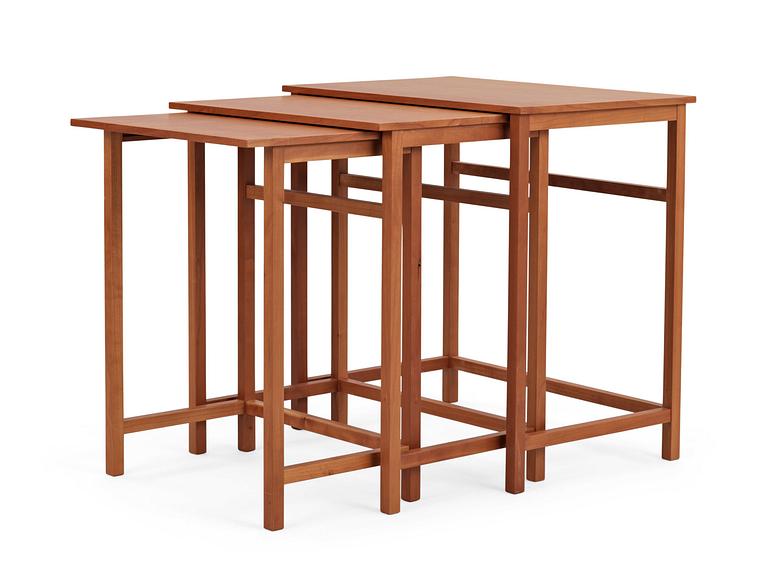 A Josef Frank mahogany set of occasional tables, Svenskt Tenn, model 618.